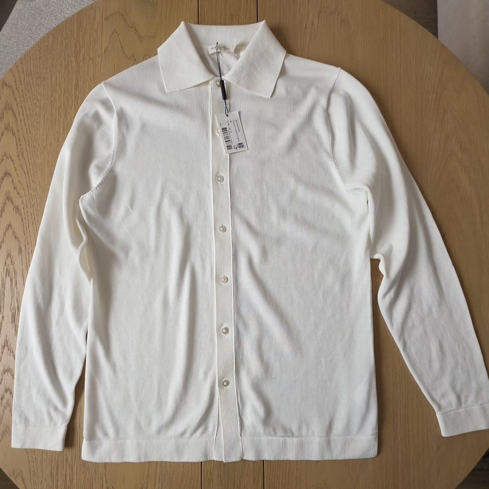 SuitSupply Off-White Long Sleeve Polo Cardigan